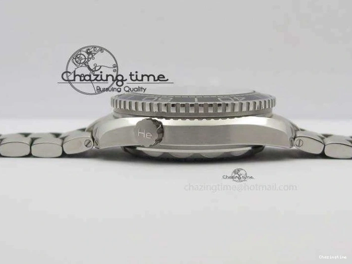 0413 Sustainable Planet Ocean Master Chronometer Chrono SS OM 1:1 Best Edition Black Dial On SS Bracelet A 8179